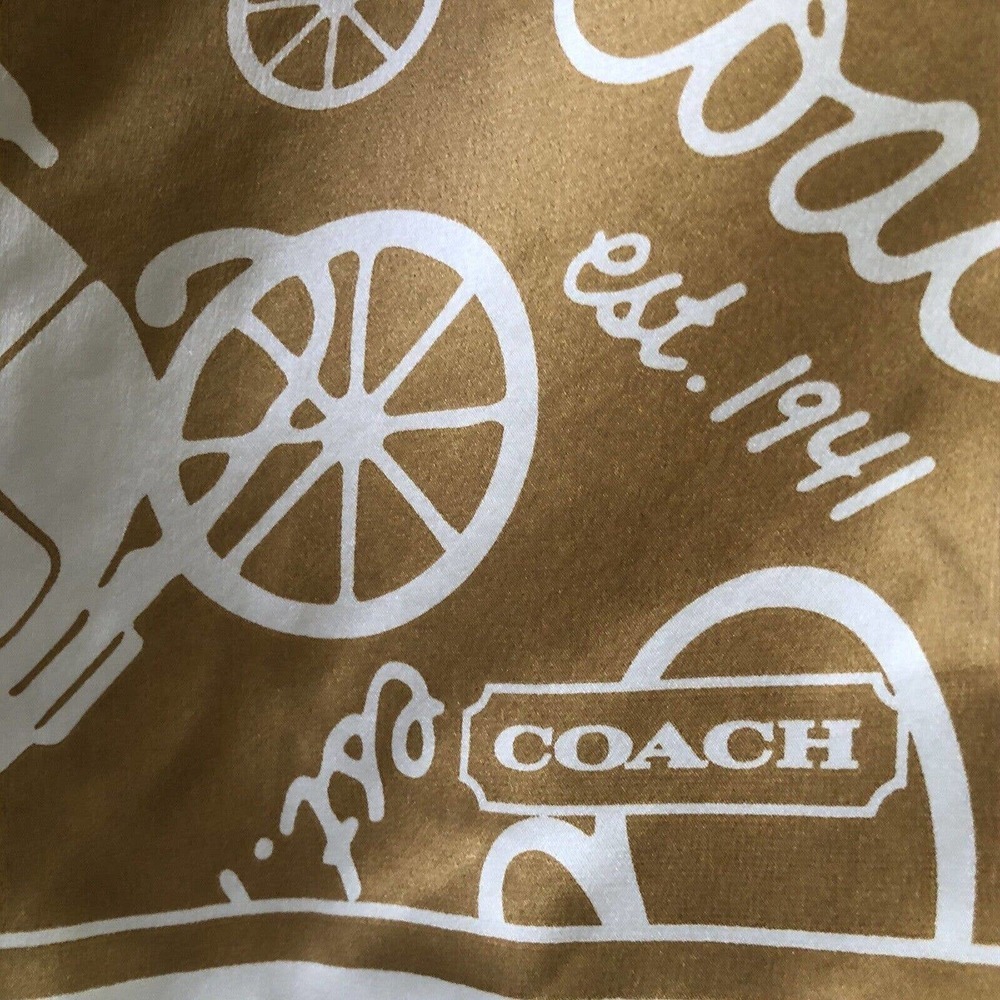 Coach scarf gold carriage pattern 100% silk 27×150 cm Used Japan - Picture 7 of 11